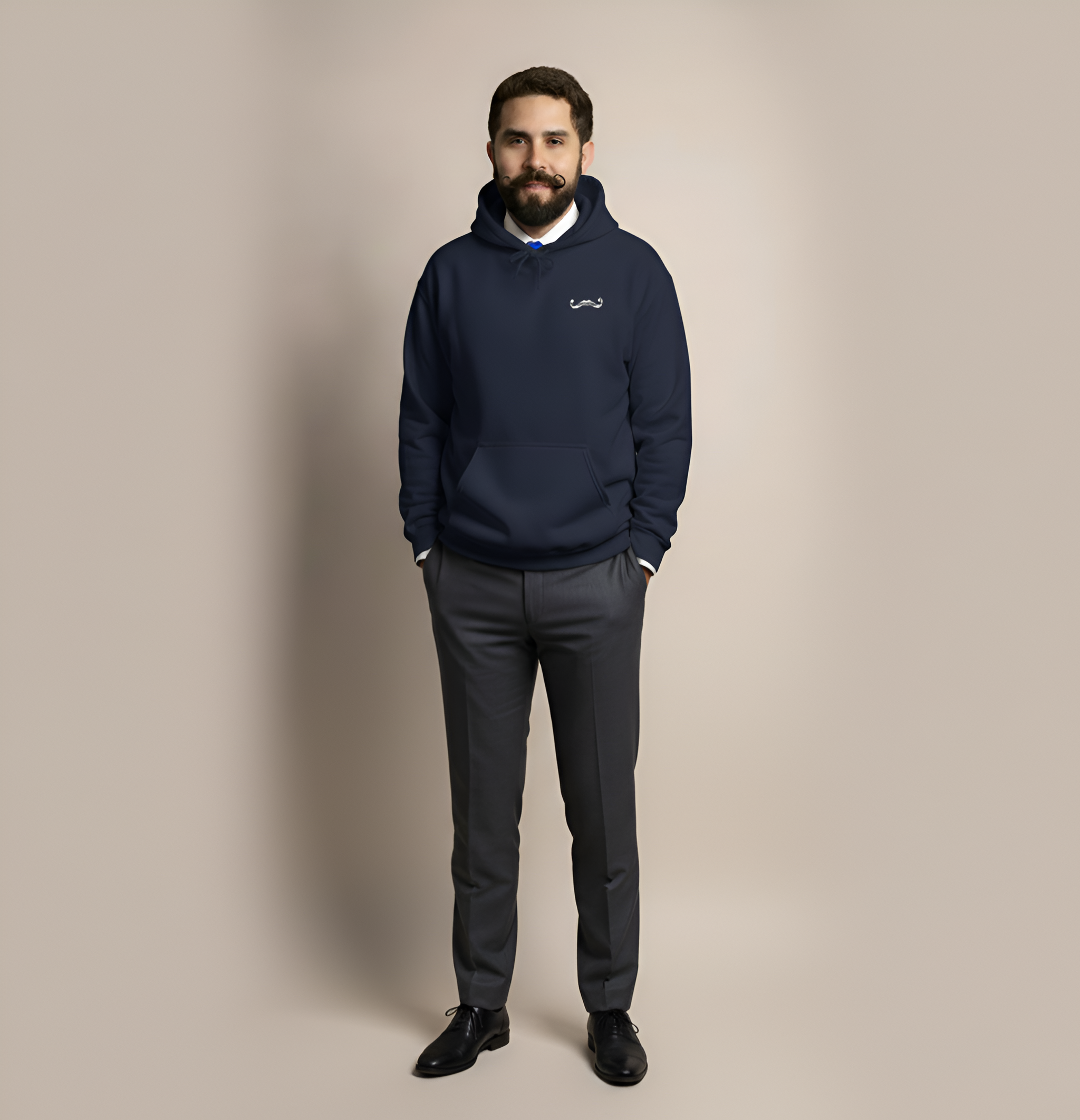 Jahan Kalantar - Signature Embroidered Hoodie White Navy